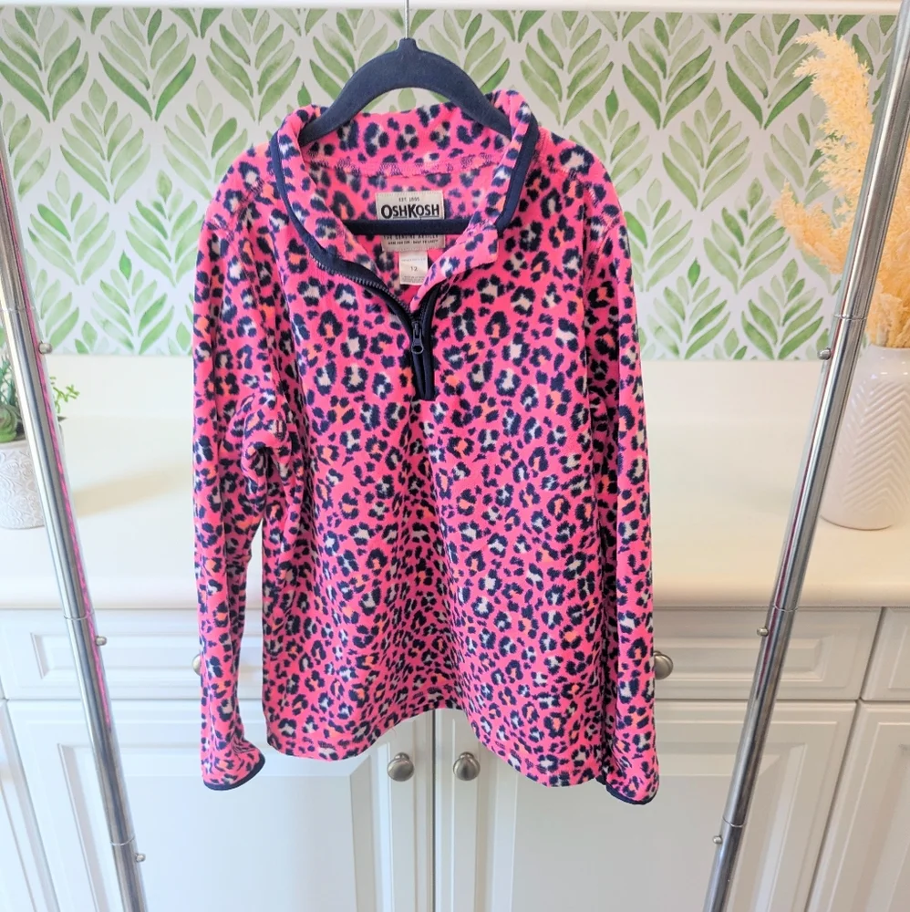 Oshkosh B'gosh Pink Fleece Quarter Zip Pullover Girl's 12